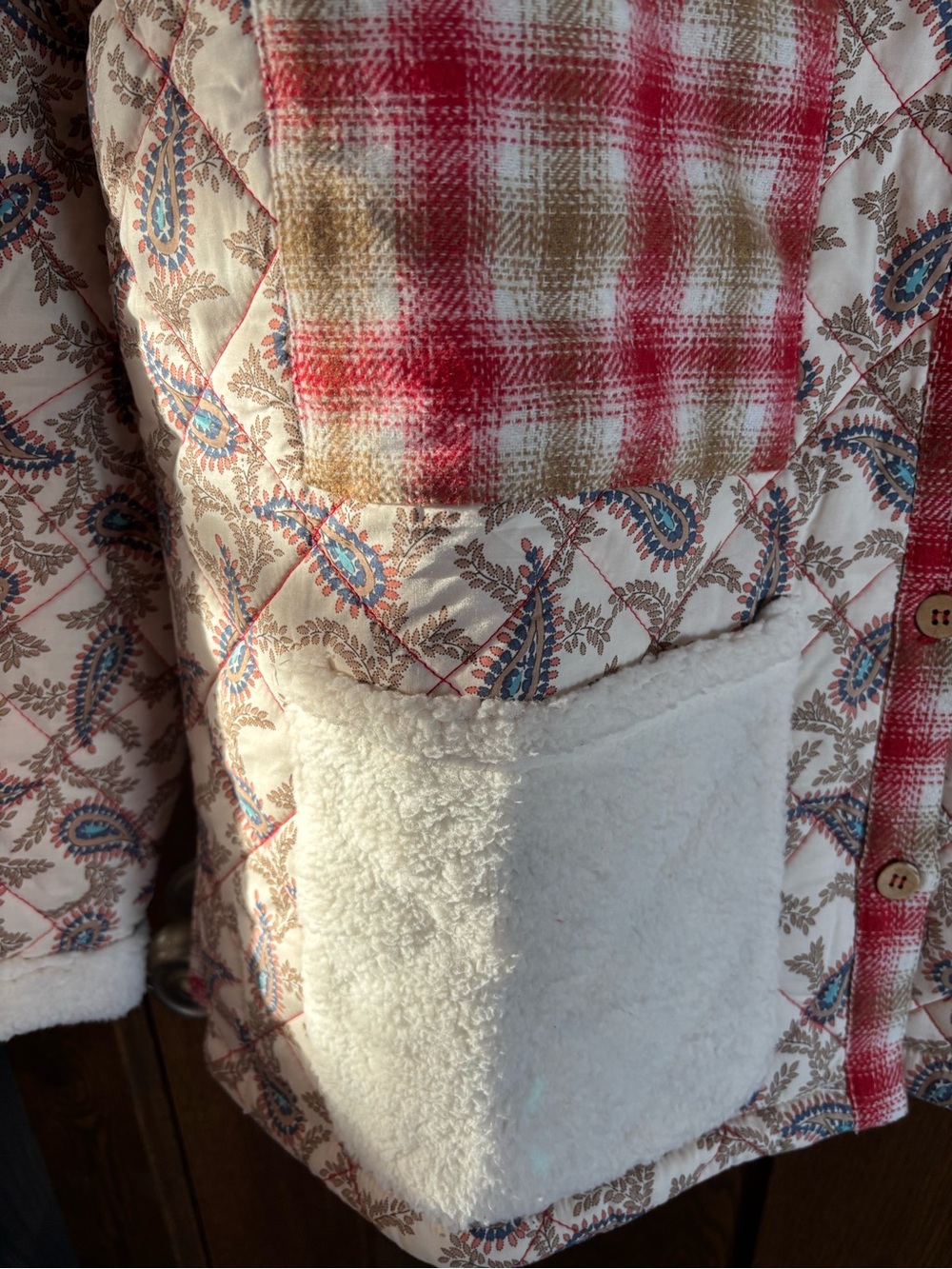 Oversized Floral Print Contrast Cotton Jacket. Medium. - Picture 3 of 12
